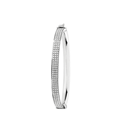 Silver Baby Moondust Hinged Bangle CZ Simulated Diamonds | Shop Online Sarraf Jewellers UK - Sarraf Jewellers