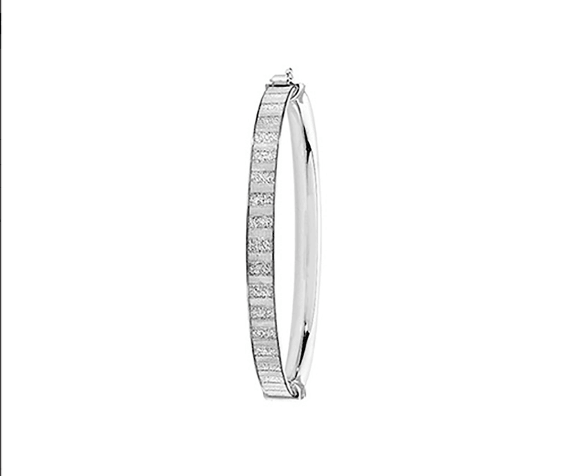 Silver Baby Moondust Hinged Bangle Simulated Diamonds CZ | Shop Online Sarraf Jewellers UK - Sarraf Jewellers