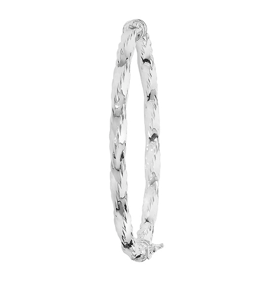 Silver Baby Oval DC Twisted Hinged Bangle | Shop Online Sarraf Jewellers UK - Sarraf Jewellers