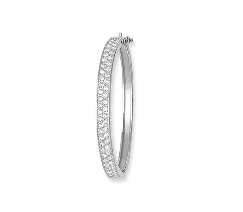 Silver Baby Oval Hinged Bangle CZ Diamond Simulated | Shop Online Sarraf Jewellers UK - Sarraf Jewellers