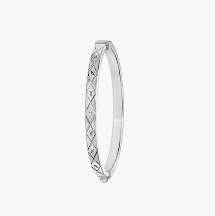 Silver Baby Oval Hinged Bangle DC Pattern | Shop Online sarraf Jewellers UK - Sarraf Jewellers