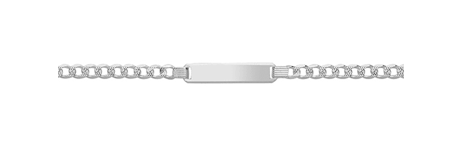 Silver Baby Pave Curb Link ID Bracelet Plain Design Free Engraving | Shop Online Sarraf Jewellers UK - Sarraf Jewellers