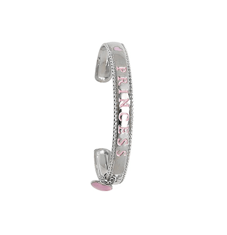 Silver Baby Princess Oval Bangle & Heart Charm | Shop Online Sarraf Jewellers UK - Sarraf Jewellers