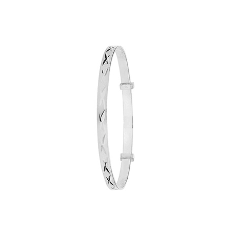 Silver Baby Round Bangle Expandable Diamond Cut | Sarraf Jewellers UK - Sarraf Jewellers