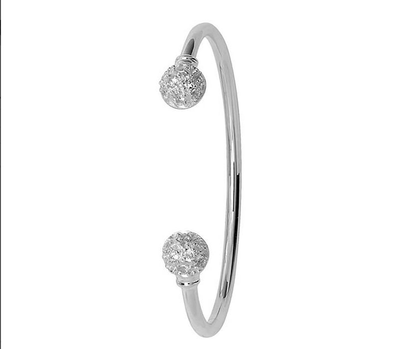 Silver Baby Torc Bangle Simulated Diamond | Shop Online Sarraf Jewellers UK - Sarraf Jewellers