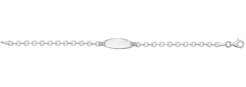 Silver Baby Trace Cut Out Star ID Bracelet Oval Design Free Engrave | Shop Online Sarraf Jewellers UK - Sarraf Jewellers