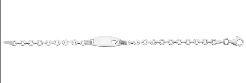 Silver Baby Trace Link Cut Out Heart ID Bracelet Oval Design Free Engraving | Shop Online Sarraf Jewellers UK - Sarraf Jewellers