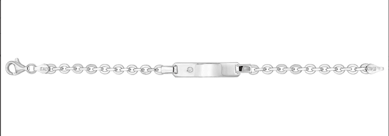 Silver Baby Trace Link ID Bracelet CZ Simulated Diamond Free Engraving | Shop Online Sarraf Jewellers UK - Sarraf Jewellers