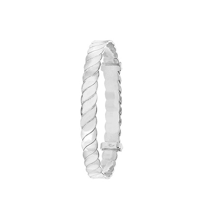 Silver Baby Twisted Design Bangle Round Expandable | Shop Online Sarraf Jewellers UK - Sarraf Jewellers