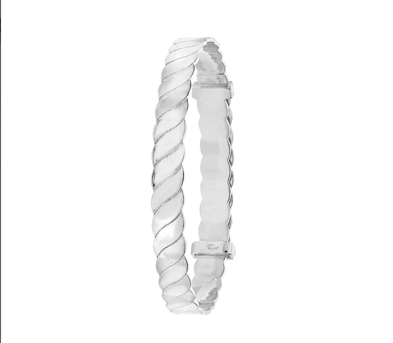 Silver Baby Twisted Design Bangle Round Expandable | Shop Online Sarraf Jewellers UK - Sarraf Jewellers