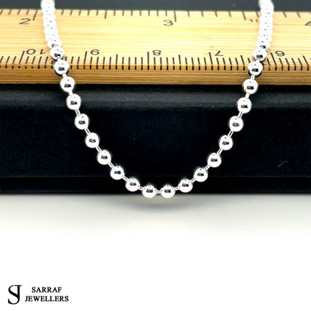 Silver Bead Chain Plain Design Necklace | Shop Online Sarraf Jewellers UK - Sarraf Jewellers