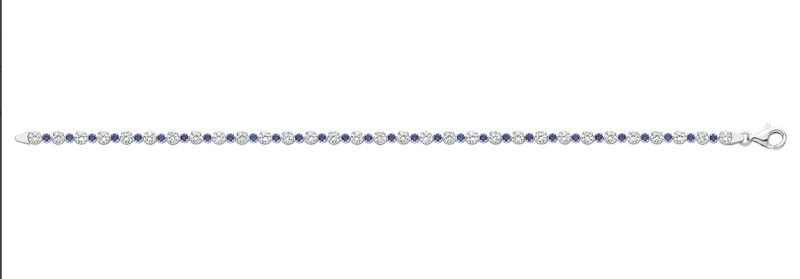 Silver Blue CZ Simulated Diamond Design Ladies Tennis Bracelet | Shop Online Sarraf Jewellers UK - Sarraf Jewellers