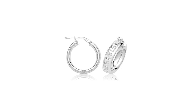 Silver BYZANTINE HOOP EARRINGS 925 Sterling Silver Diamond Cut GREEK Design UK Hallmarked | Shop Online Sarraf Jewellers UK - Sarraf Jewellers