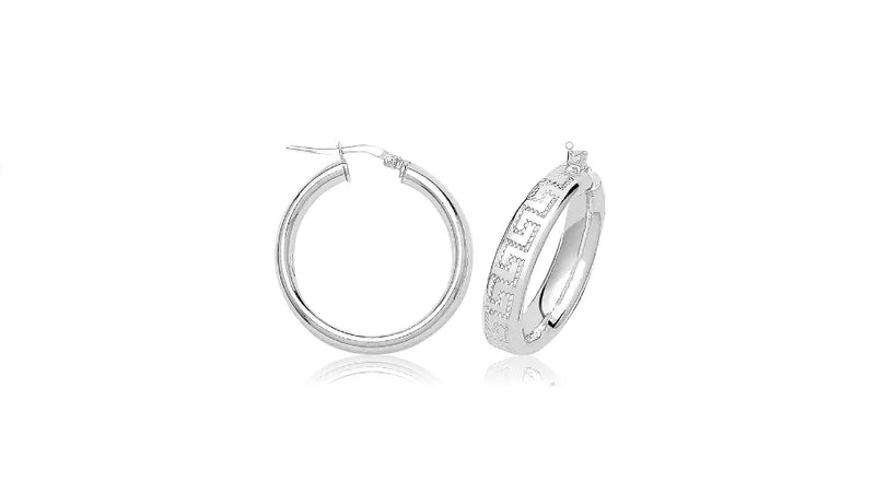 Silver BYZANTINE HOOP EARRINGS 925 Sterling Silver Diamond Cut GREEK Design UK Hallmarked | Shop Online Sarraf Jewellers UK - Sarraf Jewellers