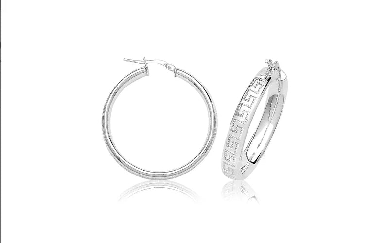 Silver BYZANTINE HOOP EARRINGS 925 Sterling Silver Diamond Cut GREEK Design UK Hallmarked | Shop Online Sarraf Jewellers UK - Sarraf Jewellers