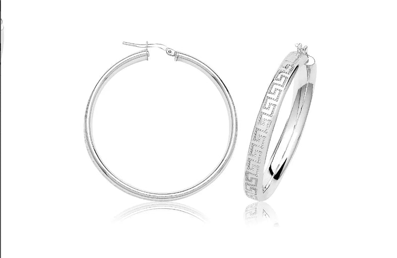 Silver BYZANTINE HOOP EARRINGS 925 Sterling Silver Diamond Cut GREEK Design UK Hallmarked | Shop Online Sarraf Jewellers UK - Sarraf Jewellers