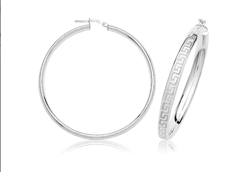 Silver BYZANTINE HOOP EARRINGS 925 Sterling Silver Diamond Cut GREEK Design UK Hallmarked | Shop Online Sarraf Jewellers UK - Sarraf Jewellers