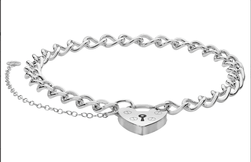 Silver Charm Bracelet & Ladies Heart Padlock | Shop Online Sarraf Jewellers UK - Sarraf Jewellers