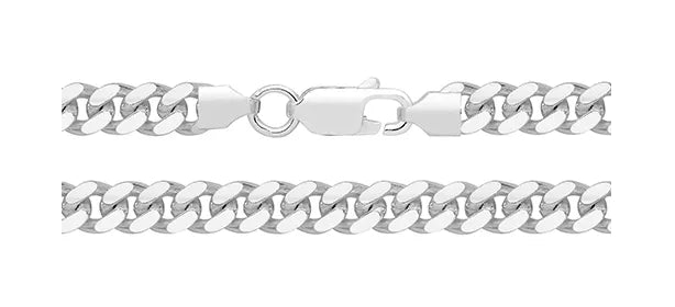 Silver Cuban Curb Link Chain Plain Design Necklace UK Hallmarked | Shop Online Sarraf Jewellers UK - Sarraf Jewellers