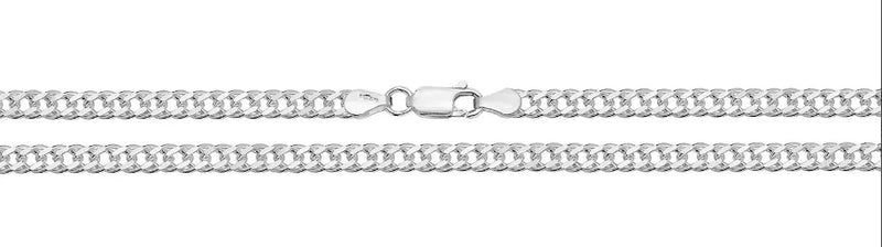 Silver Double Curb Chain Plain Design UK Hallmarked | Shop Online Sarraf Jewellers UK - Sarraf Jewellers