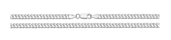 Silver Double Curb Chain Plain Design UK Hallmarked | Shop Online Sarraf Jewellers UK - Sarraf Jewellers