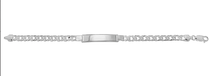 Silver Double Curb ID Bracelet Ladies Plain Design Free Engraving | Shop Online Sarraf Jewellers UK - Sarraf Jewellers