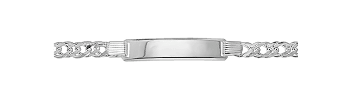 Silver Double Curb ID Bracelet Ladies Plain Design Free Engraving | Shop Online Sarraf Jewellers UK - Sarraf Jewellers