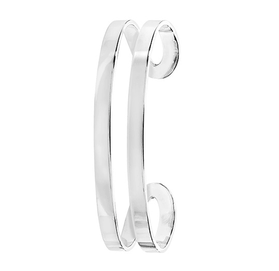 Silver Double Layer Cuff Bangle Flat Plain Design | Shop Online Sarraf Jewellers UK - Sarraf Jewellers