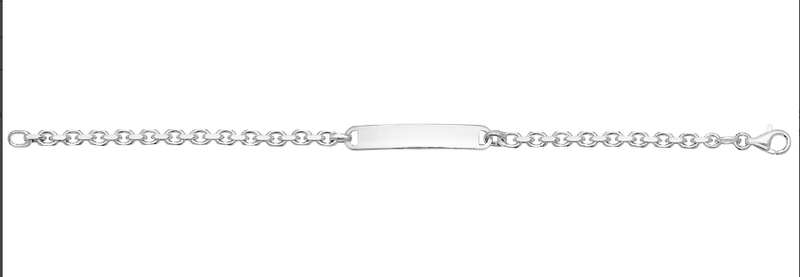 Silver Faceted Belcher Link Ladies Plain Desing ID Bracelet Free Engraving | Shop Online Sarraf Jewellers UK - Sarraf Jewellers