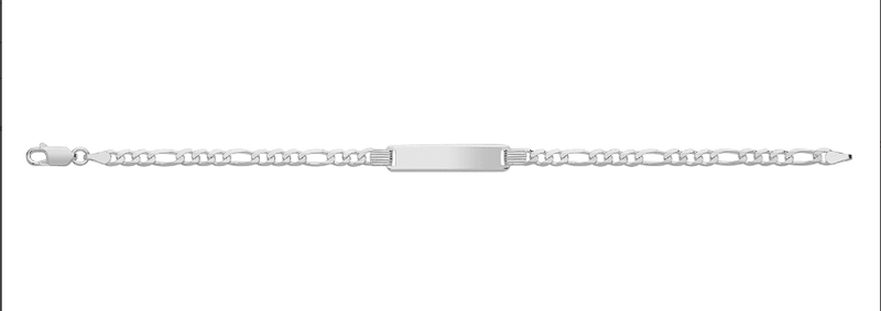 Silver Figaro Link Ladies ID Bracelet Plain Design Free Engraving | Shop Online Sarraf Jewellers UK - Sarraf Jewellers