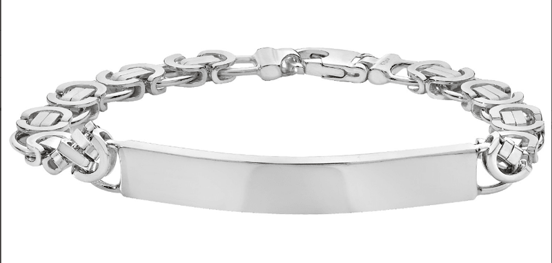 Silver Flat Byzantine Link Ladies Plain Desing ID Bracelet Free Engraving | Shop Online Sarraf Jewellers UK - Sarraf Jewellers