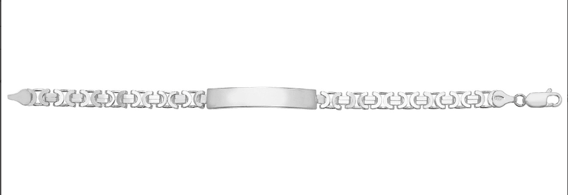 Silver Flat Byzantine Link Ladies Plain Desing ID Bracelet Free Engraving | Shop Online Sarraf Jewellers UK - Sarraf Jewellers