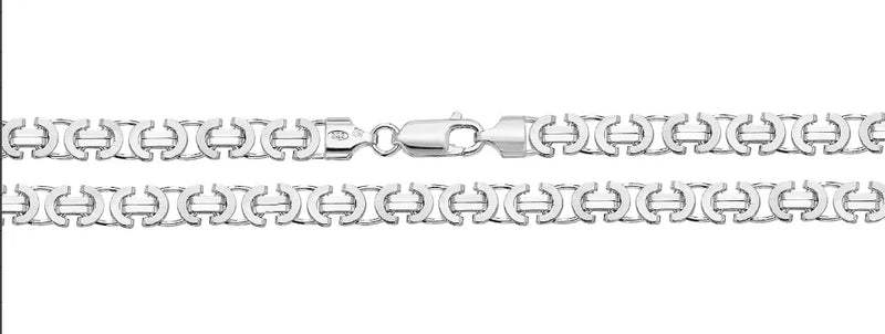 Silver Flat Link Byzantine Necklace Plain Design Chain UK Hallmarked | Shop Online Sarraf Jewellers UK - Sarraf Jewellers