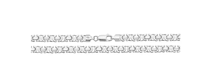 Silver Flat Link Byzantine Necklace Plain Design Chain UK Hallmarked | Shop Online Sarraf Jewellers UK - Sarraf Jewellers