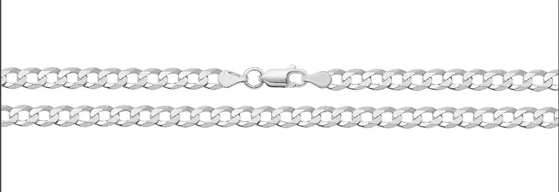 Silver Flat Open Curb Link Chain Plain Design Necklace UK Hallmarked | Shop Online Sarraf Jewellers UK - Sarraf Jewellers