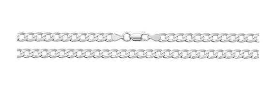 Silver Flat Open Curb Link Chain Plain Design Necklace UK Hallmarked | Shop Online Sarraf Jewellers UK - Sarraf Jewellers