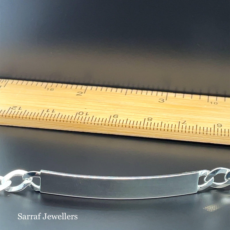 Silver Flat Open Curb Link Ladies ID Bracelet Plain Desing Free Engraving | Shop Online Sarraf Jewellers UK - Sarraf Jewellers