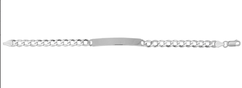 Silver Flat Open Curb Link Ladies ID Bracelet Plain Desing Free Engraving | Shop Online Sarraf Jewellers UK - Sarraf Jewellers