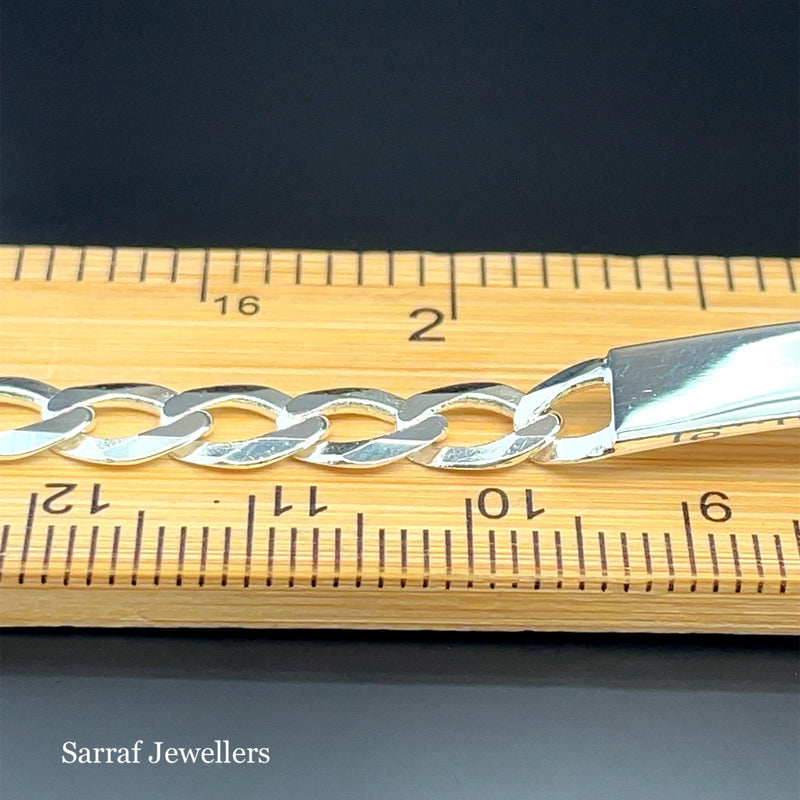 Silver Flat Open Curb Link Ladies ID Bracelet Plain Desing Free Engraving | Shop Online Sarraf Jewellers UK - Sarraf Jewellers