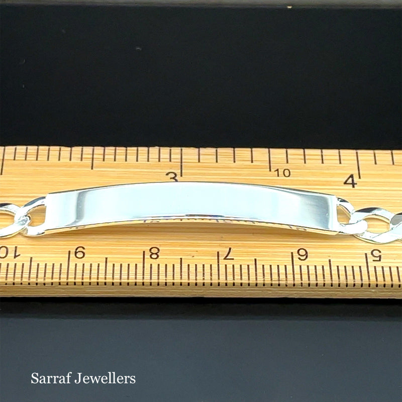 Silver Flat Open Curb Link Ladies ID Bracelet Plain Desing Free Engraving | Shop Online Sarraf Jewellers UK - Sarraf Jewellers