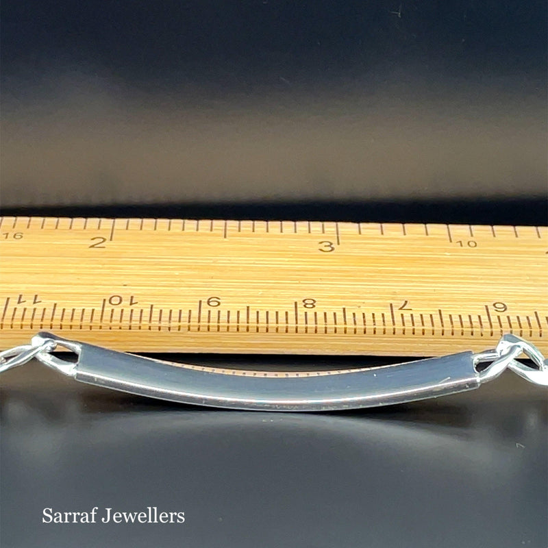 Silver Flat Open Curb Link Ladies ID Bracelet Plain Desing Free Engraving | Shop Online Sarraf Jewellers UK - Sarraf Jewellers