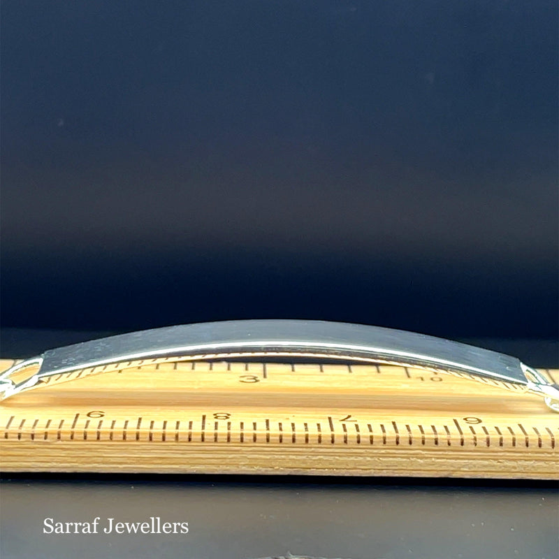 Silver Flat Open Curb Link Ladies ID Bracelet Plain Desing Free Engraving | Shop Online Sarraf Jewellers UK - Sarraf Jewellers