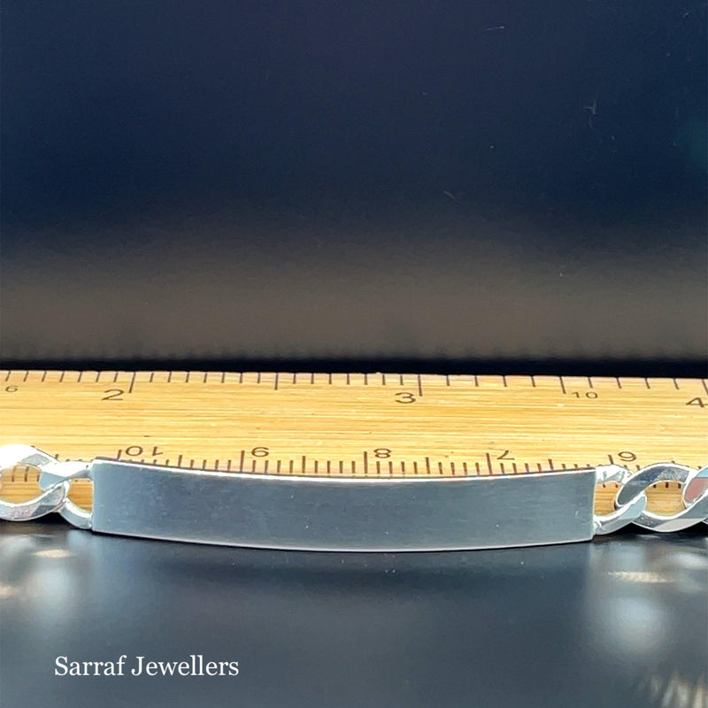 Silver Flat Open Curb Link Ladies ID Bracelet Plain Desing Free Engraving | Shop Online Sarraf Jewellers UK - Sarraf Jewellers