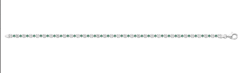 Silver Green CZ Simulated Diamond Design Ladies Tennis Bracelet | Shop Online Sarraf Jewellers UK - Sarraf Jewellers