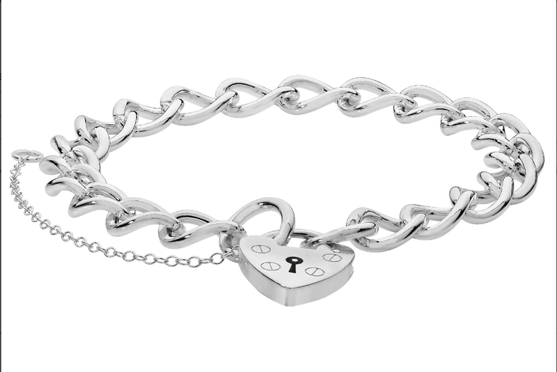 Silver Heart Padlock & Ladies Charm Bracelet | Shop Online Sarraf Jewellers UK - Sarraf Jewellers