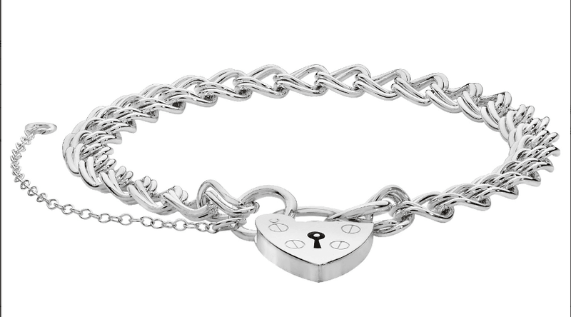 Silver Heart Padlock Charm Bracelet For Ladies | Shop Online Sarraf Jewellers UK - Sarraf Jewellers