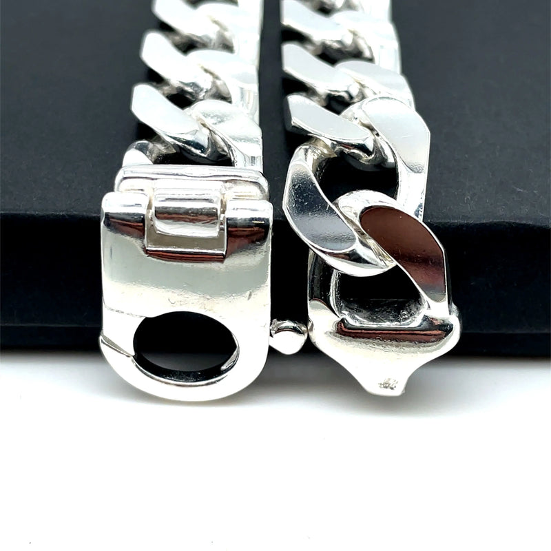 Silver Heavy Square Curb Chain Plain Chunky Design UK Hallmarked | Shop Online Sarraf Jewellers UK - Sarraf Jewellers