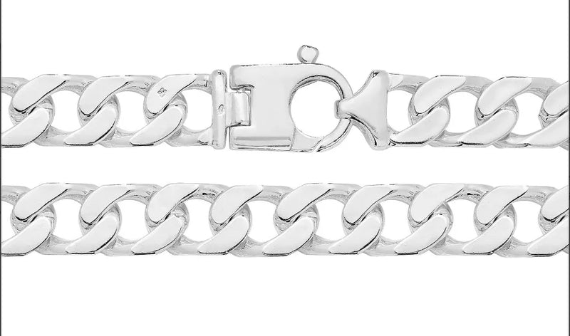 Silver Heavy Square Curb Chain Plain Chunky Design UK Hallmarked | Shop Online Sarraf Jewellers UK - Sarraf Jewellers