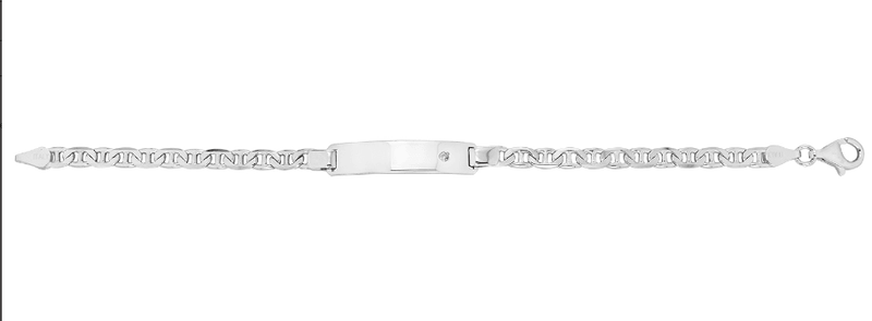 Silver Ladies Anchor Link ID Bracelet CZ Simulated Diamond Free Engraving | Shop Online Sarraf Jewellers UK - Sarraf Jewellers