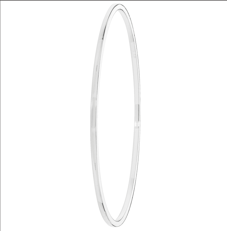 Silver Ladies Bangle Plain Flat Design | Shop Online Sarraf Jewellers UK - Sarraf Jewellers